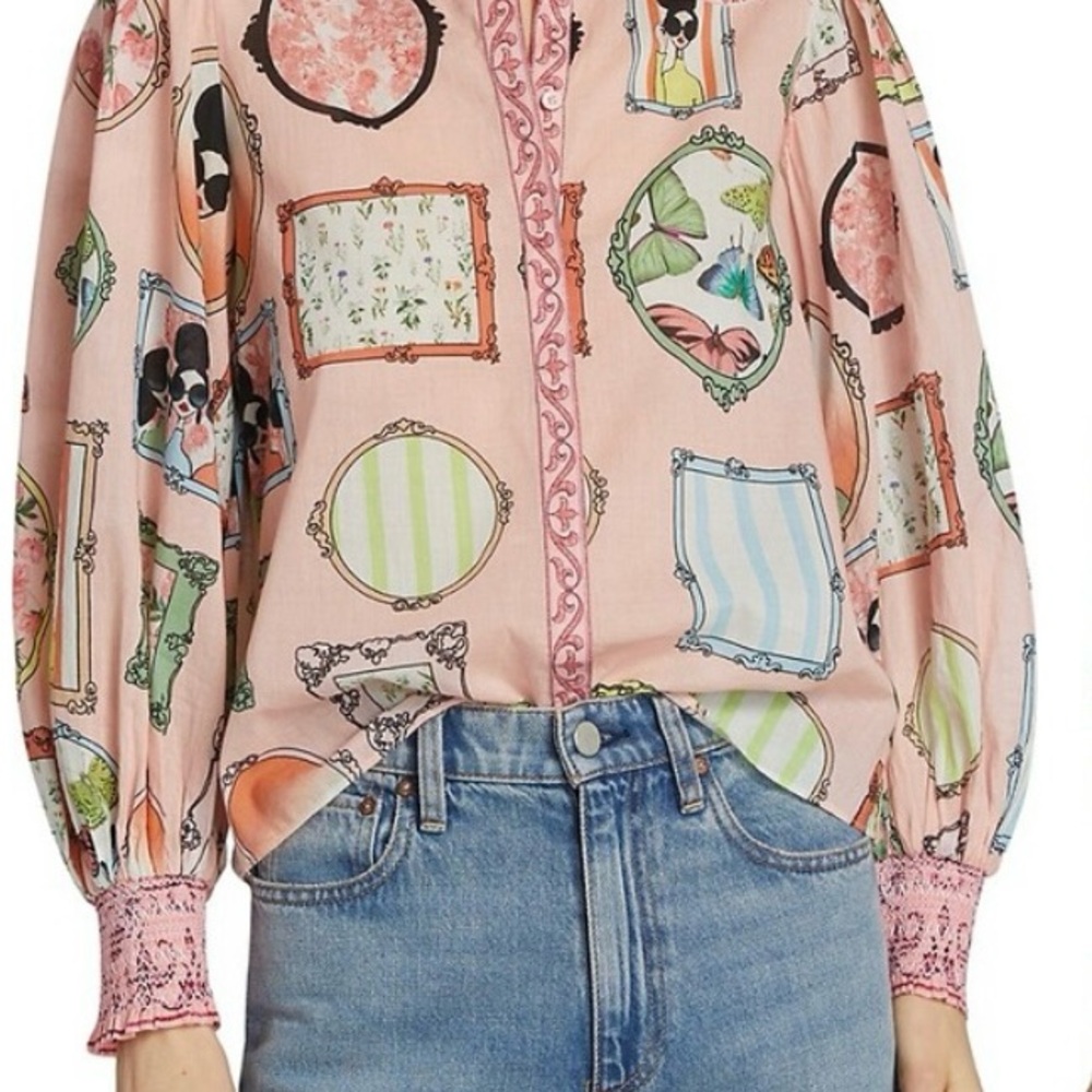 Alice + Olivia Women's Tiffie Blouson-Sleeve Shirt - Size XS